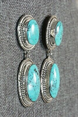 Navajo Turquoise and Sterling Silver Earrings - Raymond Yazzie - High Lonesome Trading