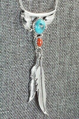 Turquoise, Coral & Sterling Silver Necklace - Sharon McCarthy - High Lonesome Trading