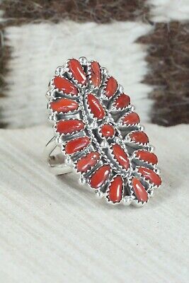 Coral and Sterling Silver Ring - Donovan Wilson - Size 7.5