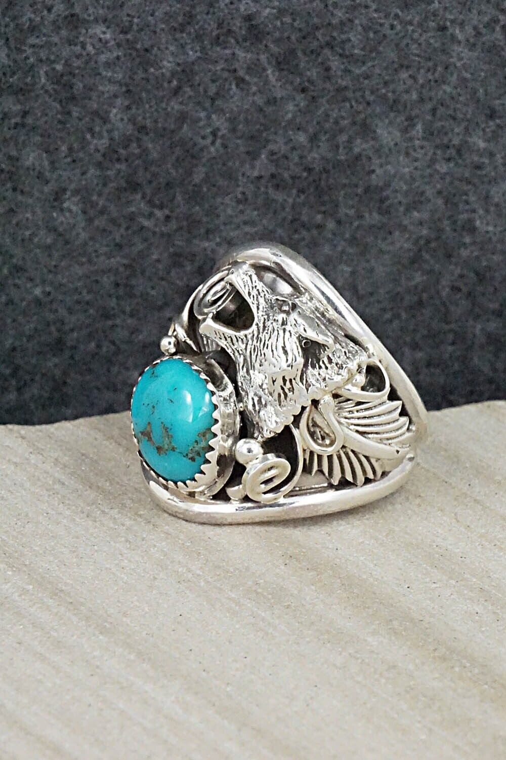 Turquoise & Sterling Silver Ring - Jeannette Saunders - Size 11.75