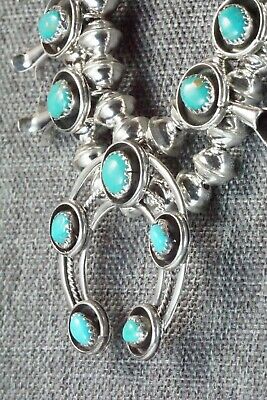 Turquoise & Sterling Silver Squash Blossom and Earrings - Phil Garcia