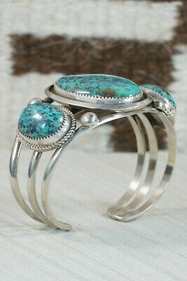 Navajo Turquoise & Sterling Silver Bracelet - Leslie Nez