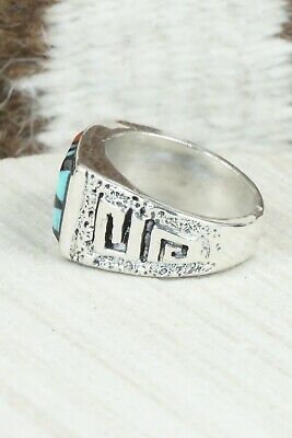 Turquoise & Sterling Silver Ring - Leslie & Gladys Lamy - Size 11