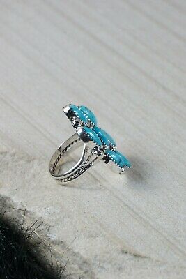 Navajo 7 Stone Turquoise and Sterling Silver Ring - Roberta Begay - 7.5