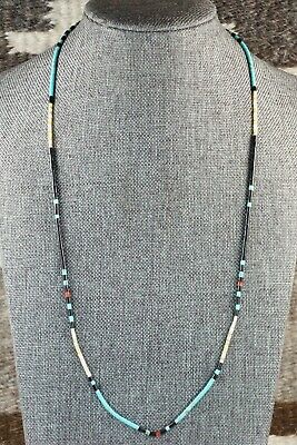 Turquoise, Shell, Coral & Sterling Silver Necklace - Esquipula Tenorio