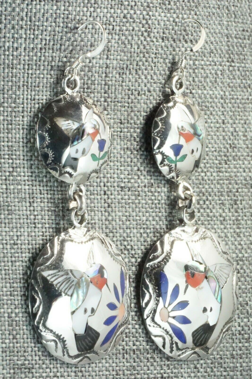 Multi Stone & Sterling Silver Earrings - Quintin Quam Sr.