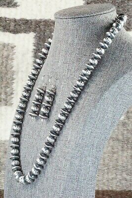 Sterling Silver Navajo Pearl Necklace & Earrings - Tonisha Haley