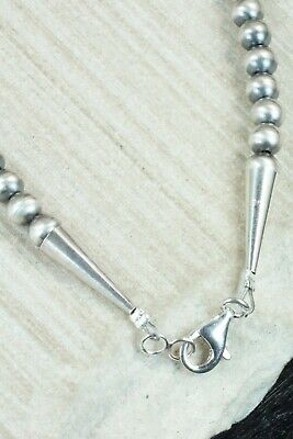 Turquoise & Sterling Silver Navajo Pearl Necklace - Doreen Jake