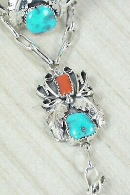 Turquoise & Coral Bracelet and Ring - Harry B. Yazzie