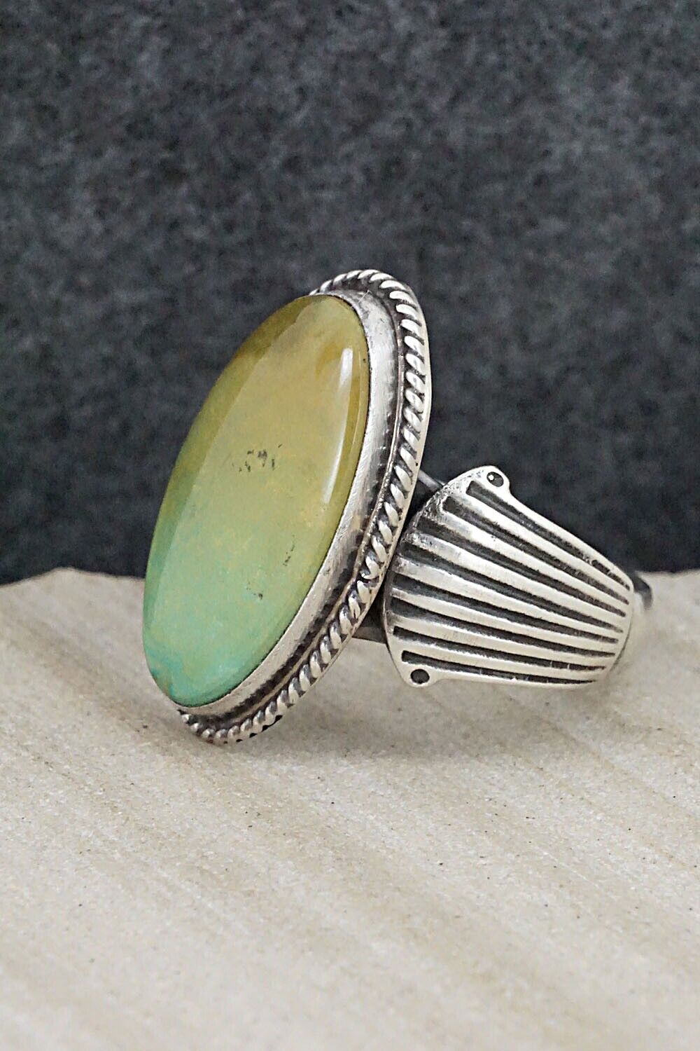 Turquoise & Sterling Silver Ring - Bobby Platero - Size 12.75