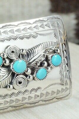 Turquoise & Sterling Silver Belt Buckle - Wilbur Myers