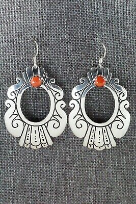 Navajo Coral & Sterling Silver Earrings - Richard Singer