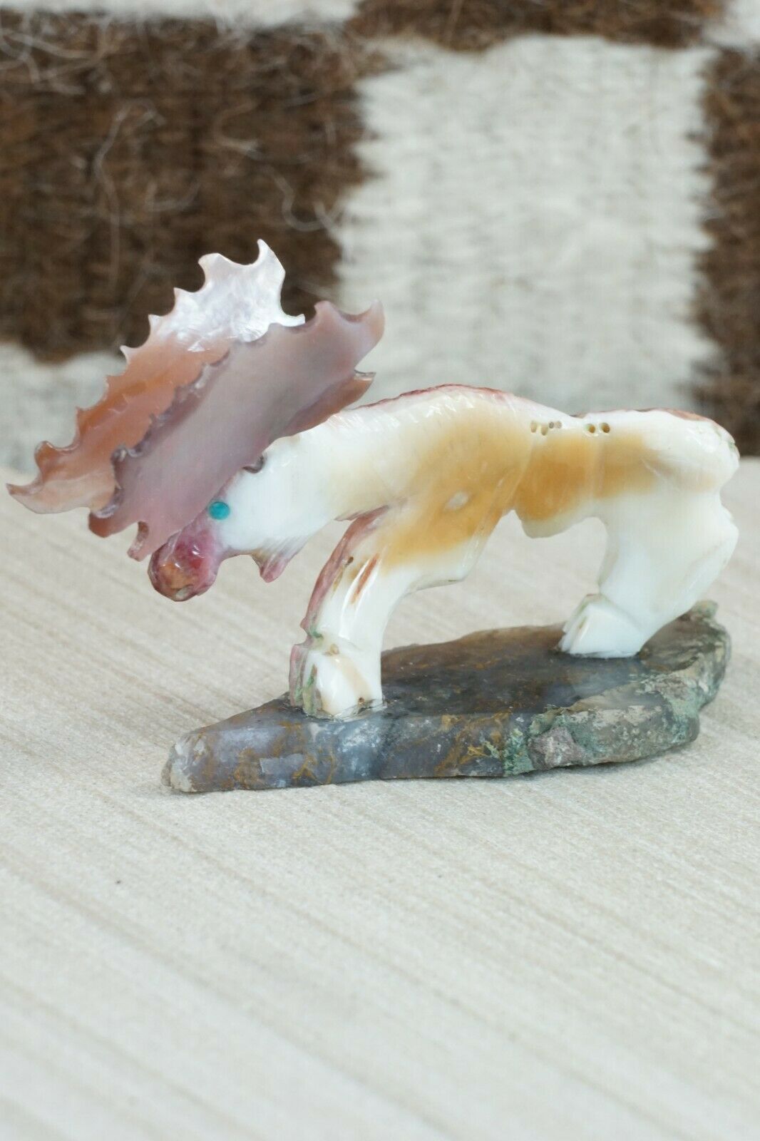 Spiny Oyster Moose Zuni Fetish Carving - Jonas Hastito