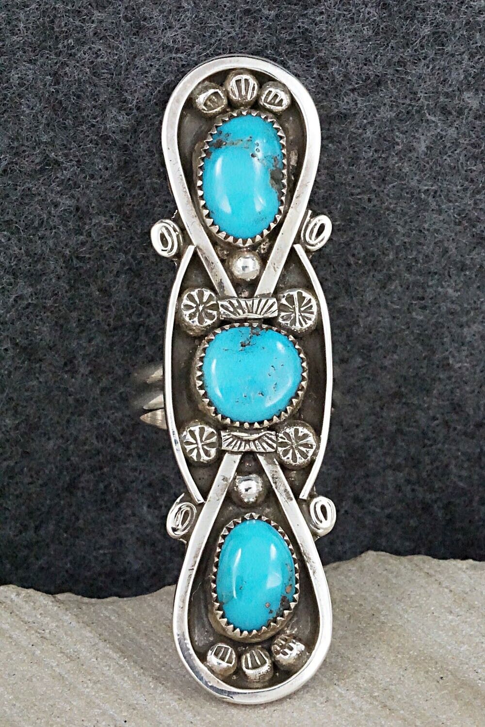 Turquoise & Sterling Silver Ring - Priscilla Reeder - Size 8.5