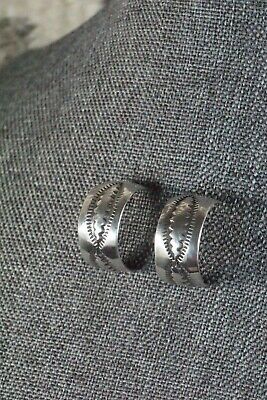 Navajo Sterling Silver Hoop Earrings - Robert Cadman