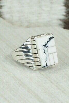 Inlay White Buffalo & Sterling Silver Ring - Ray Jack - Size 9.5 - High Lonesome Trading