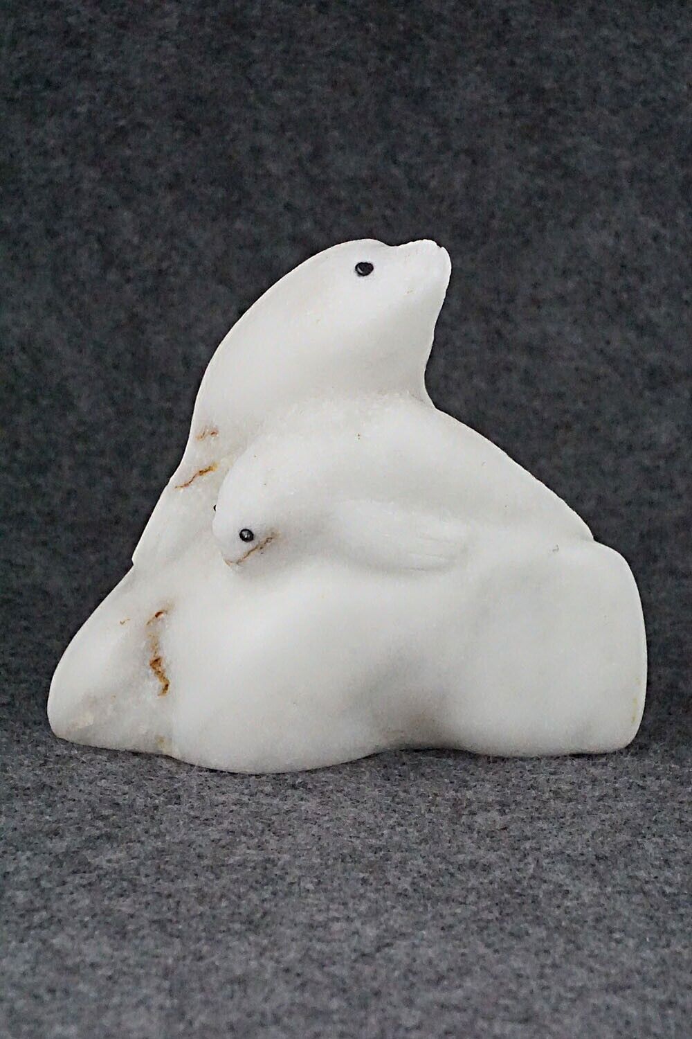 Seal and Pup Zuni Fetish Carving - Wilfred Cheama