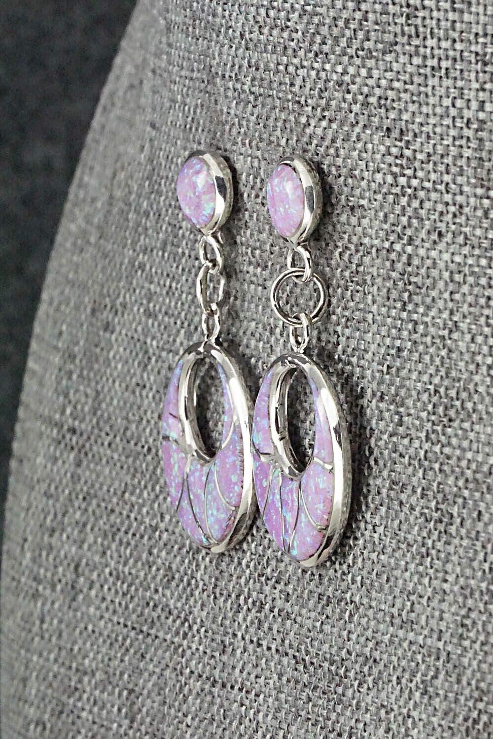 Opalite & Sterling Silver Inlay Earrings - Delorna Lahi