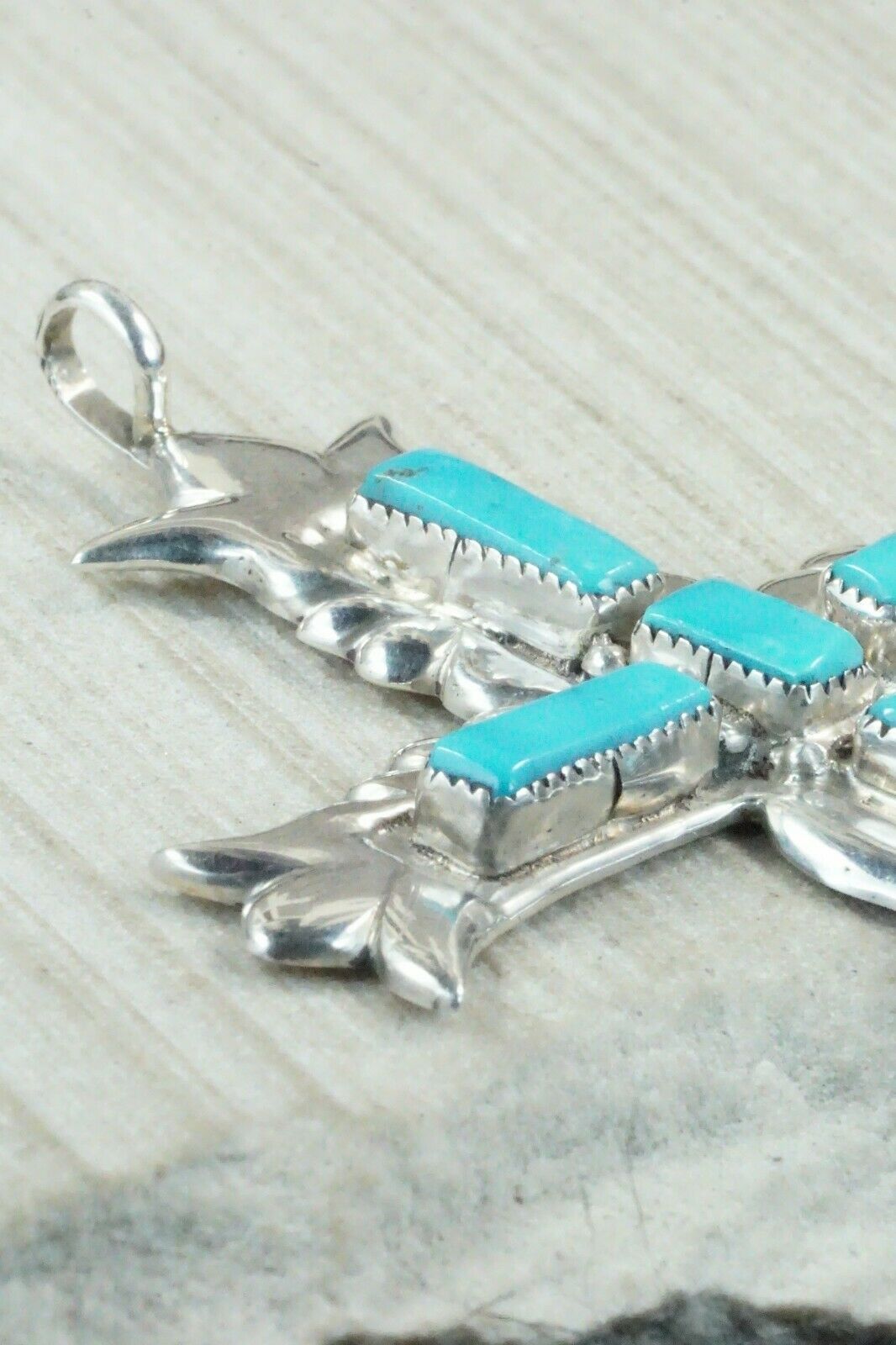 Turquoise and Sterling Silver Cross Pendant - George Leekity