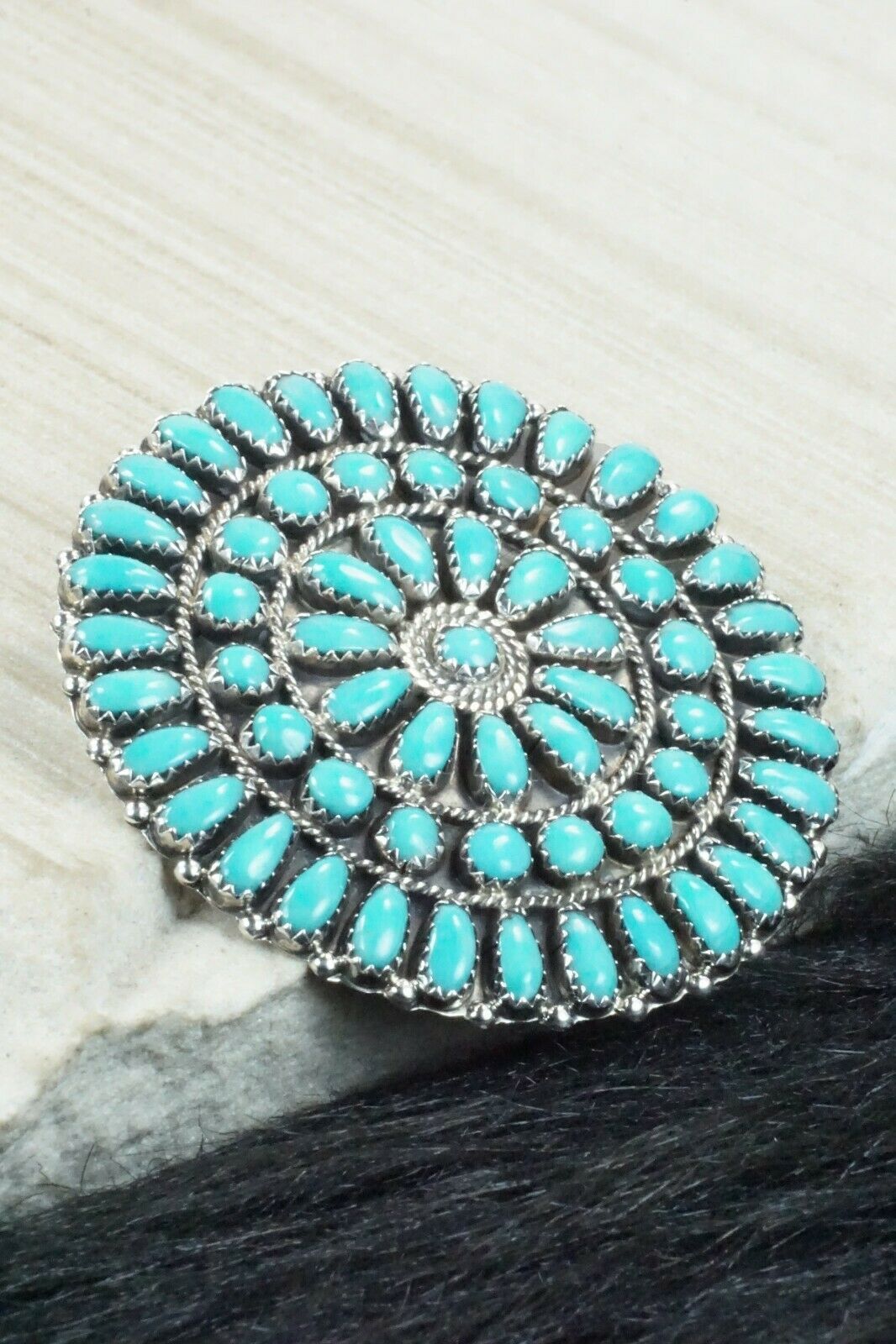 Turquoise & Sterling Silver Pendant/ Pin - Larry Begay