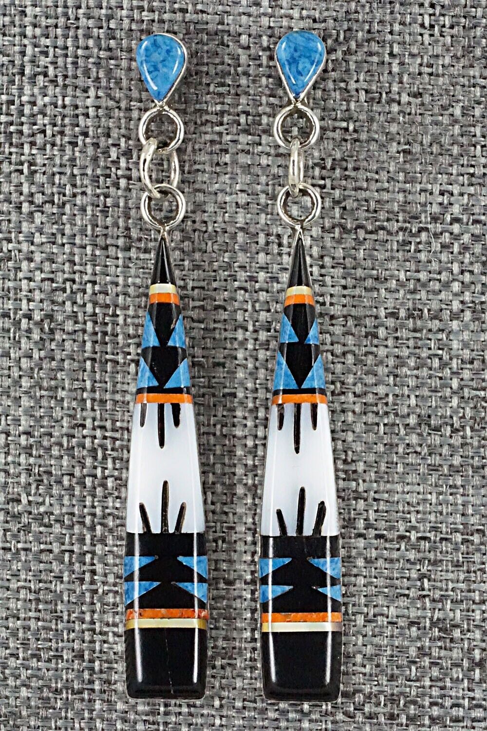 Multi Stone Inlay & Sterling Silver Earrings - Fernando Lemintino