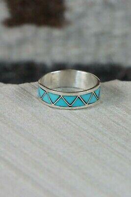 Zuni Turquoise and Sterling Silver Ring - Tina Haloo - Size 8 - High Lonesome Trading