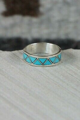 Zuni Turquoise and Sterling Silver Ring - Tina Haloo - Size 9 - High Lonesome Trading