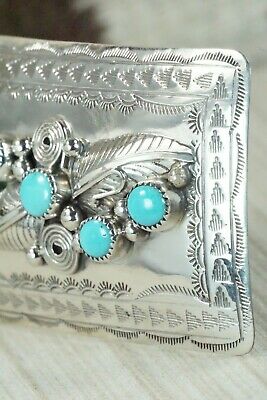 Turquoise & Sterling Silver Belt Buckle - Wilbur Myers