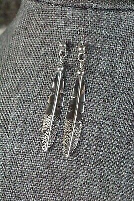 Navajo Sterling Silver Feather Earrings - Marvin Arviso
