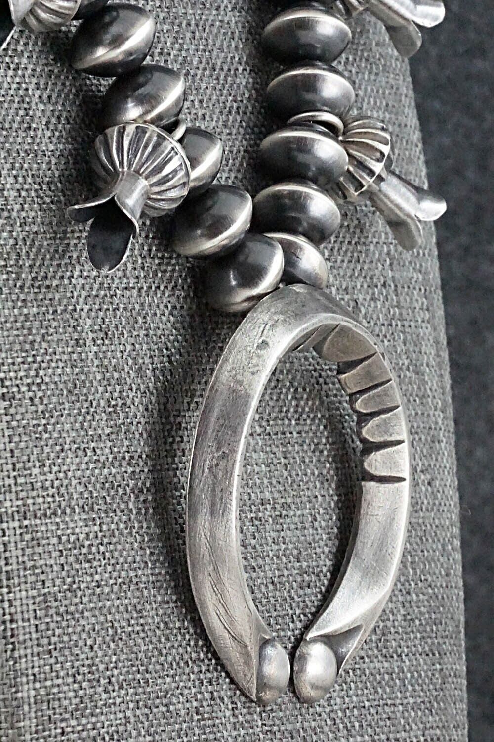 Sterling Silver Navajo Pearl Squash Blossom Necklace - Presley Haley