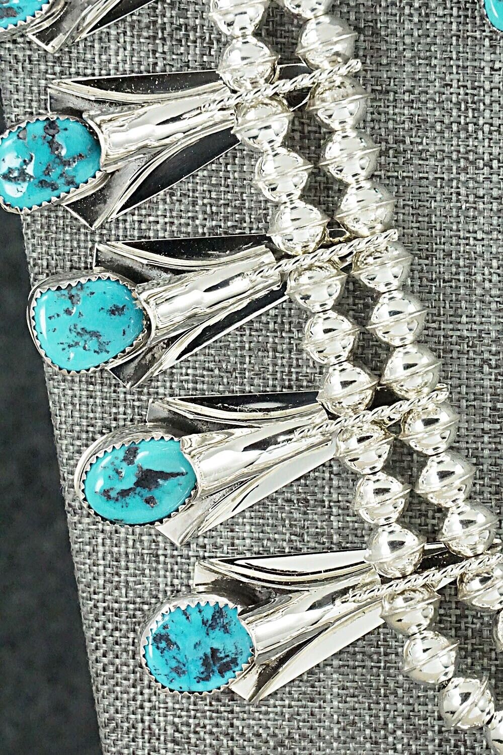 Turquoise & Sterling Silver Squash Blossom Set - Louise Yazzie