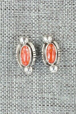 Spiny Oyster & Sterling Silver Earrings - Navajo