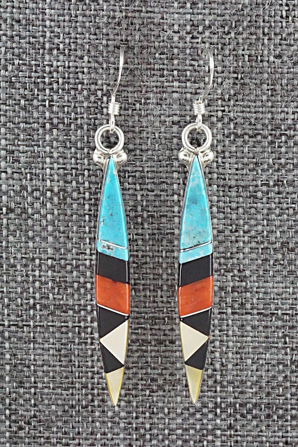 Multi Stone & Sterling Silver Inlay Earrings - Cleo Kallestewa
