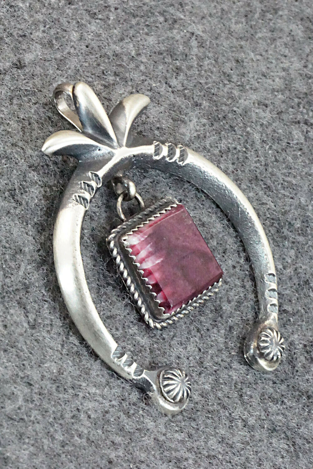 Spiny Oyster and Sterling Silver Naja Pendant - Martha Cayatineto