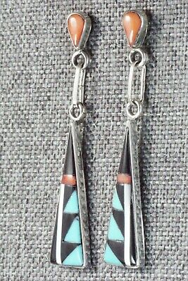 Multi Stone Inlay & Sterling Silver Earrings - Kathy Boone