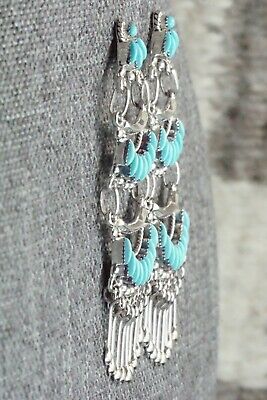 Turquoise & Sterling Silver Earrings - Stewart Nakatewa