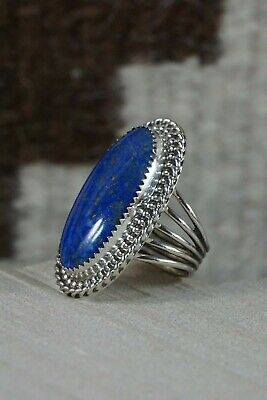 Navajo Lapis and Sterling Silver Ring - Thomas Yazzie - Size 6.25 - High Lonesome Trading