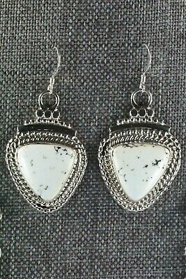 Navajo White Buffalo & Sterling Silver Necklace and Earrings Set - Tom Lewis