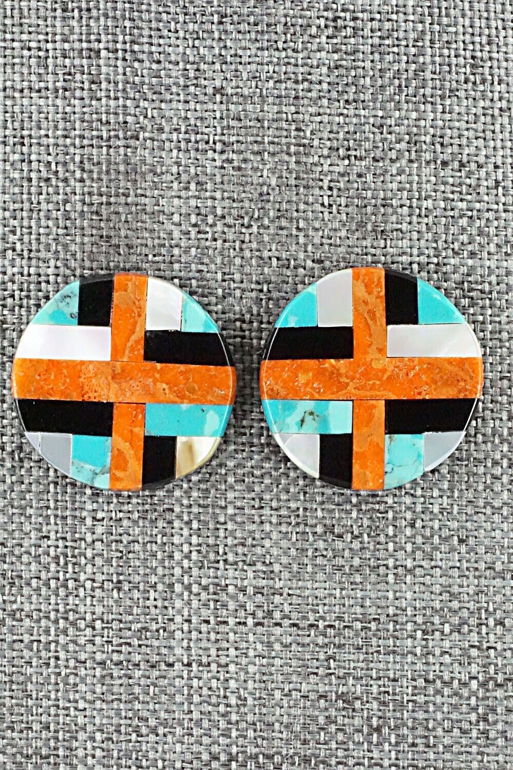 Multi Stone Inlay Earrings - Chaslyn Crespin