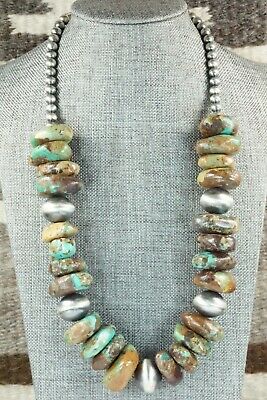 Turquoise & Sterling Silver Navajo Pearl Necklace - Doreen Jake