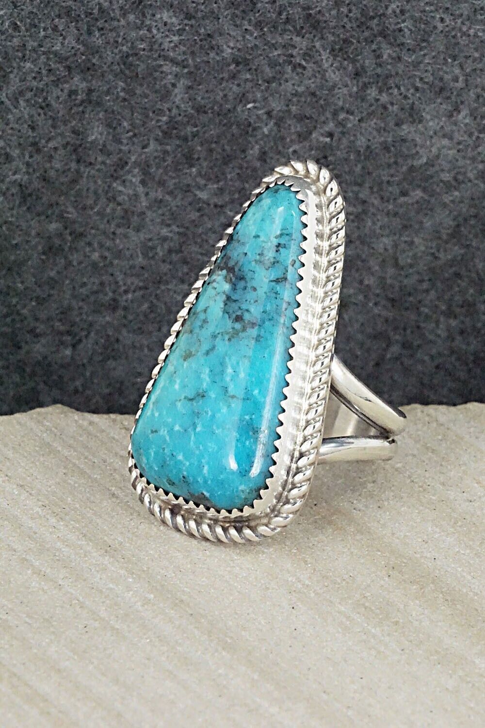 Turquoise & Sterling Silver Ring - Leslie Nez - Size 9