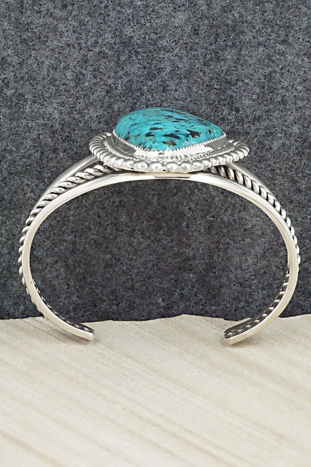 Turquoise & Sterling Silver Bracelet - Leslie Nez