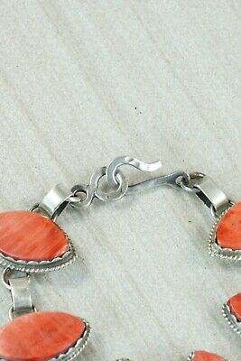 Navajo Spiny Oyster and Sterling Silver Link Bracelet - Selina Warner