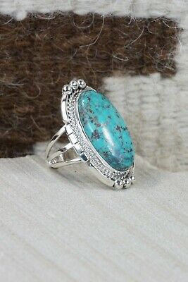 Navajo Turquoise & Sterling Silver Ring - Samuel Yellowhair - Size 6