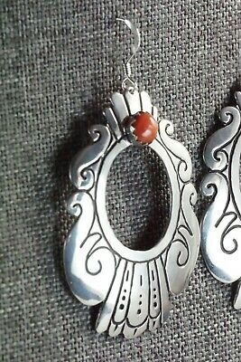 Navajo Coral & Sterling Silver Earrings - Richard Singer