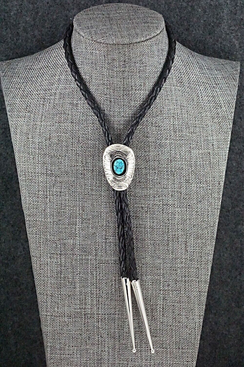 Turquoise & Sterling Silver Bolo Tie - Shirley Skeets