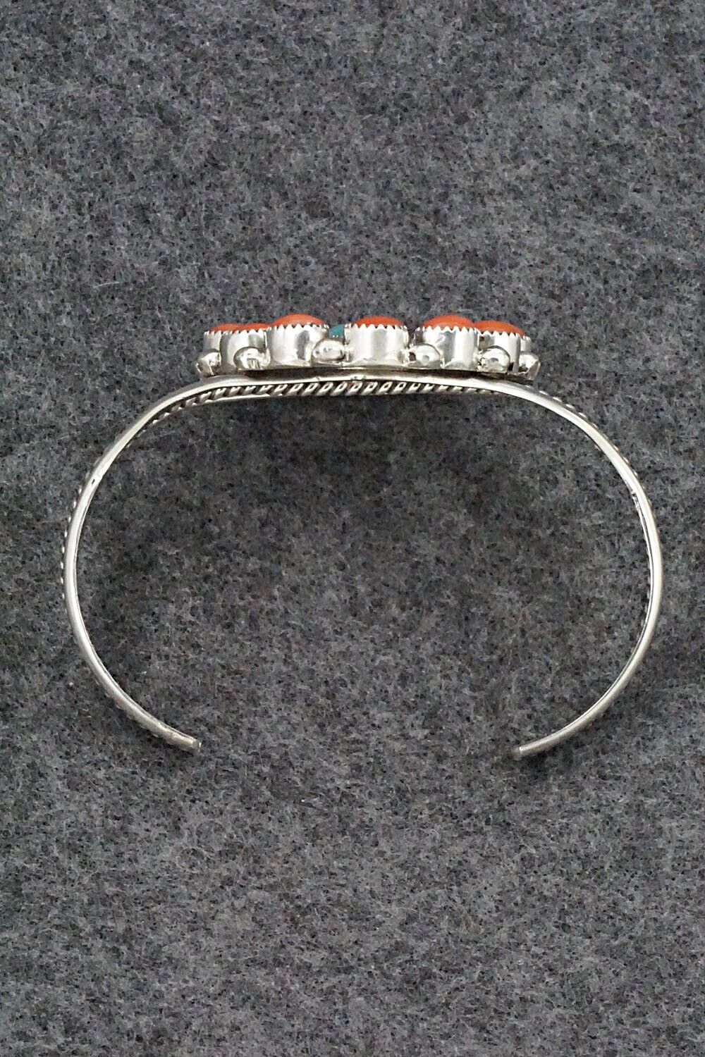 Coral, Turquoise & Sterling Silver Bracelet - Leonard Spencer