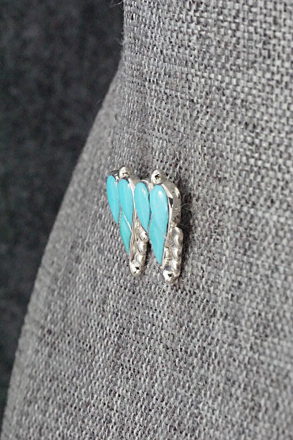 Turquoise & Sterling Silver Earrings - Vincent Hooee