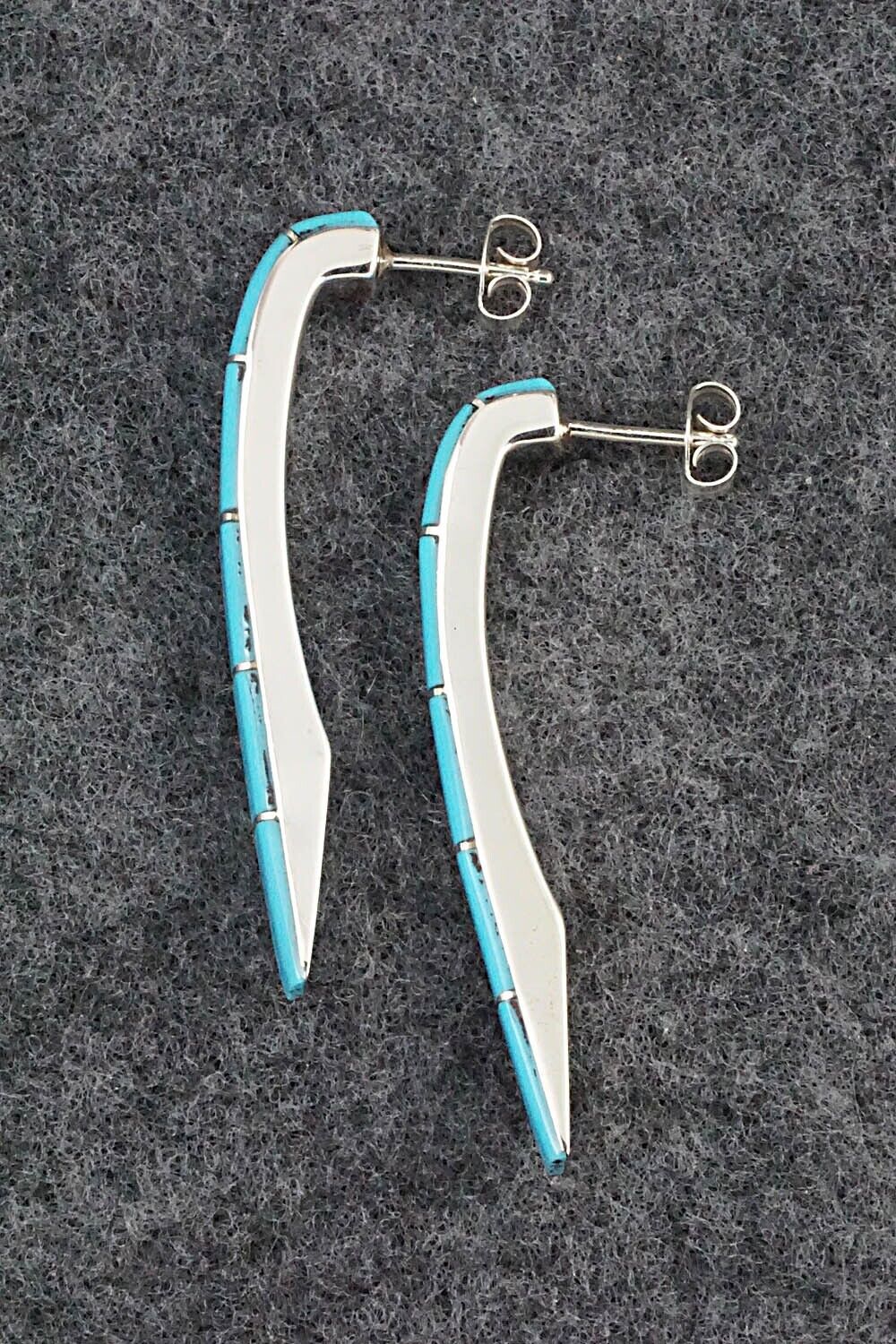 Turquoise & Sterling Silver Inlay Earrings - Verna Kanesta