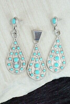 Turquoise & Sterling Silver Earrings and Pendant - Kenneth Hughte